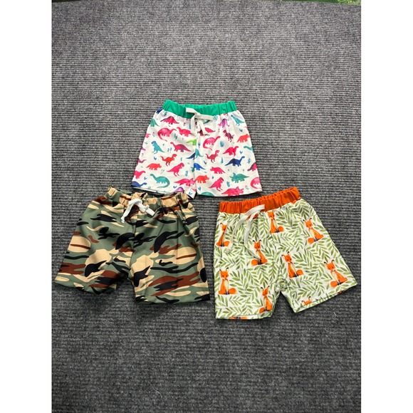 Other - Toddler Boys Swim Trunks Shorts Lot 3 Pack Camo Fox Dinosaur 12-18M Swimwear